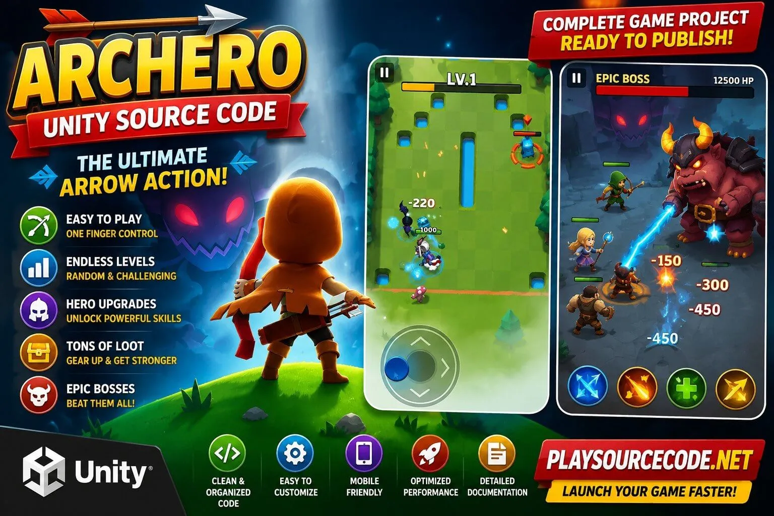 《弓箭传说》(Archero)Unity 源代码 —— Roguelike 弓箭射击游戏,包含技能、地下城及广告系统 - Image 8