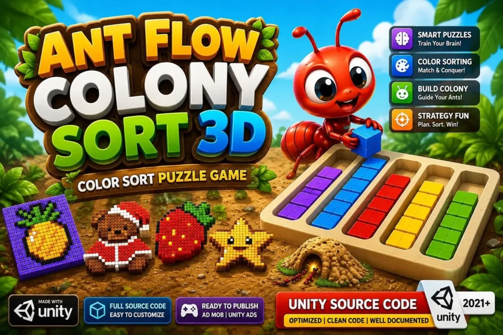Ant Flow Colony Sort 3D – Unity 源代码