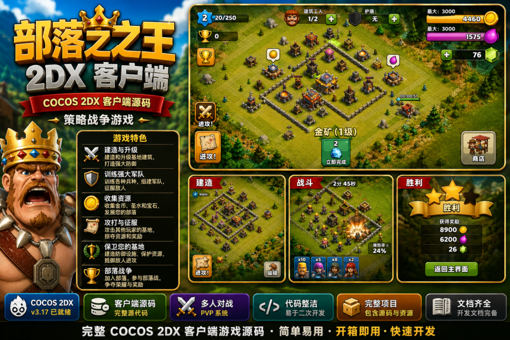 《King of Clans》Cocos2d-x 客户端与服务端游戏源码