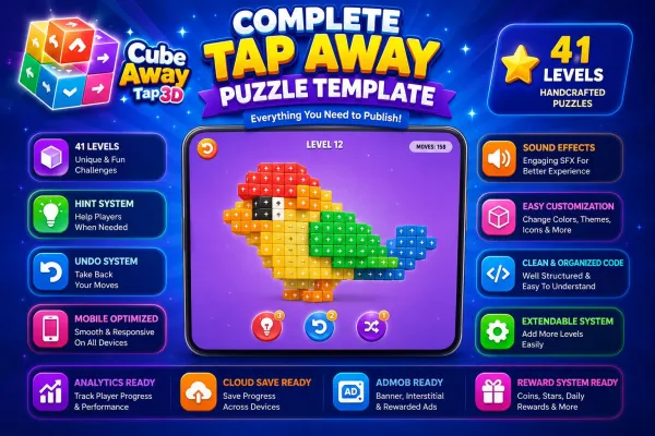 Cube Away –Tap 3D Block Puzzle Unity Template - Image 2