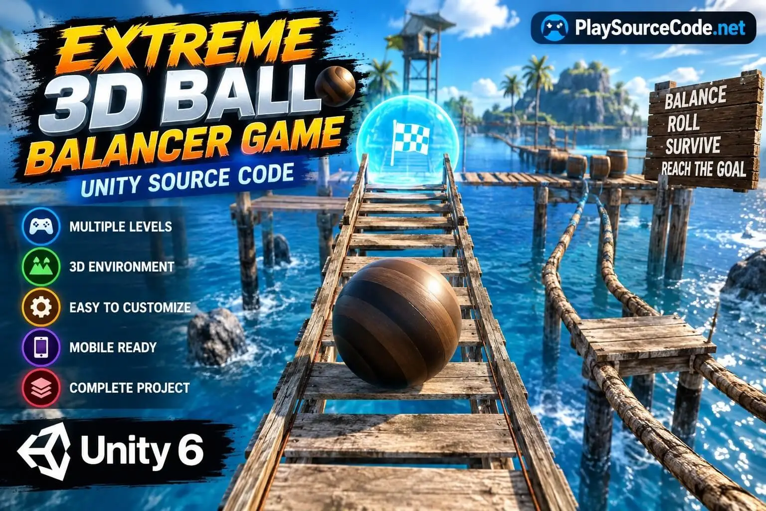 Extreme 3D Ball Balancer Game Unity Source Code