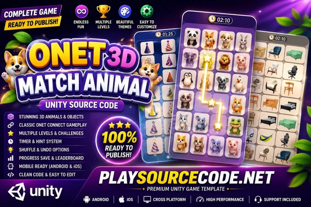 Onet 3D-Match Animal Unity Game