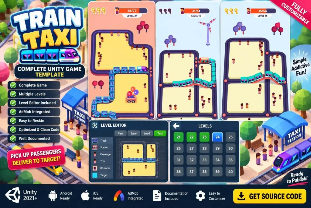 Train Taxi Game Unity Game Source Code