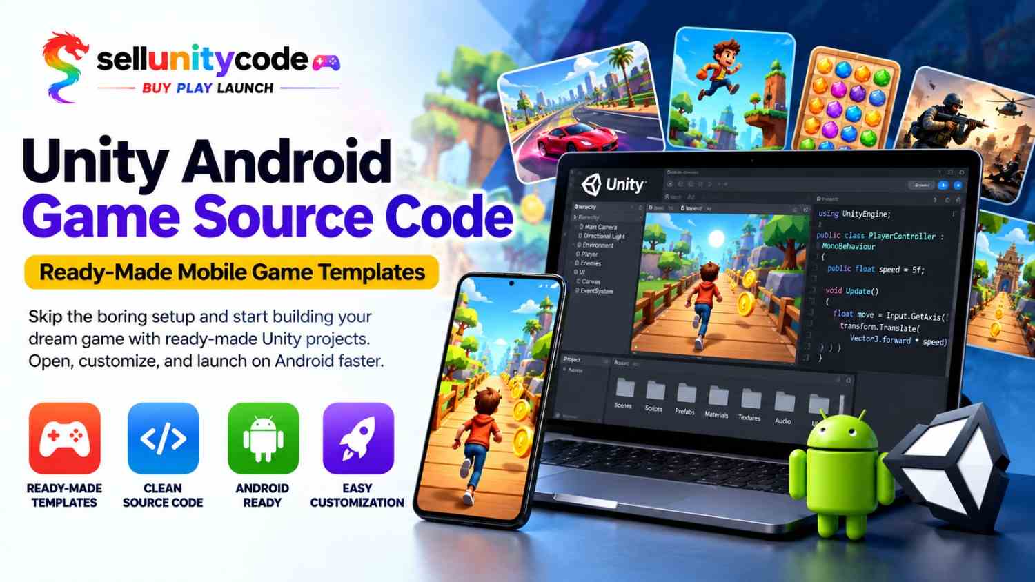 Unity Android Game Source Code with Ready-Made Mobile Game Templates